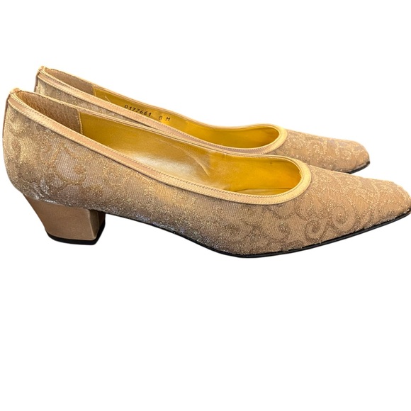 Nina Gold Swirl Fabric 1.75" Block Heel Shoes (8) - Picture 6 of 14